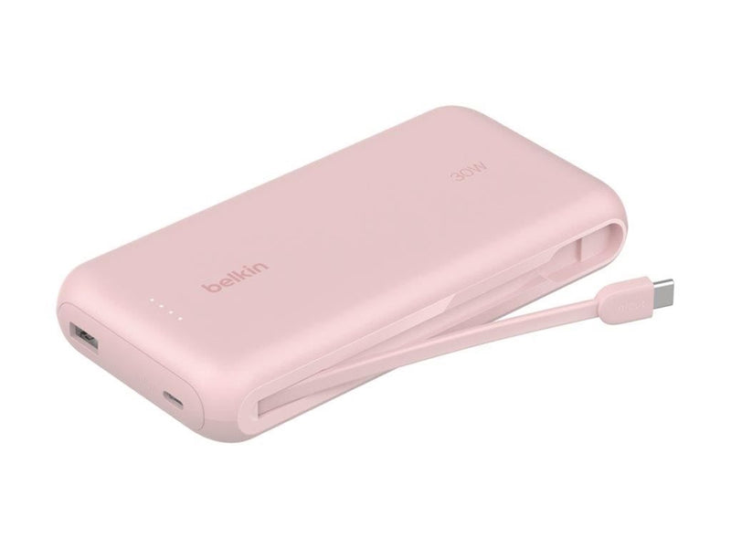 Belkin BoostCharge power bank - with integrated cable - 2 x USB-C USB - 30 Watt - MFI Certified - 20000 mAh