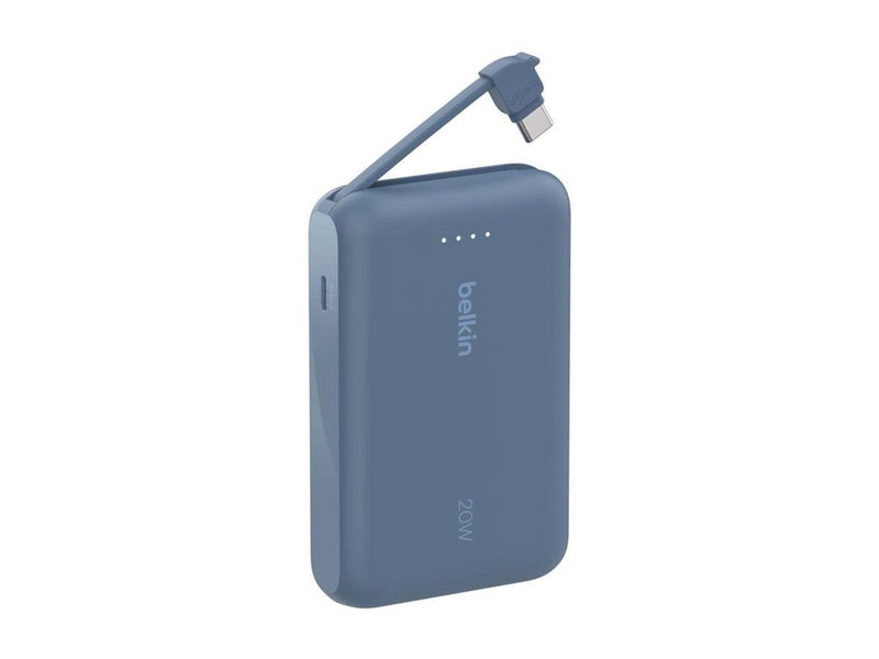 Belkin BoostCharge power bank - with integrated cable - 24 pin USB-C - 20 Watt - 10000 mAh