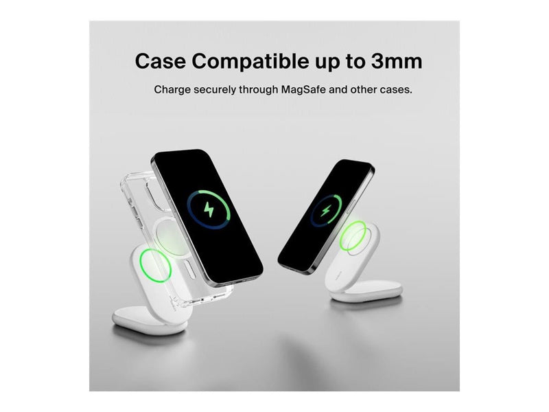 Belkin BoostCharge wireless charging stand - magnetic foldable with Qi2 - + AC power adapter - 15 Watt