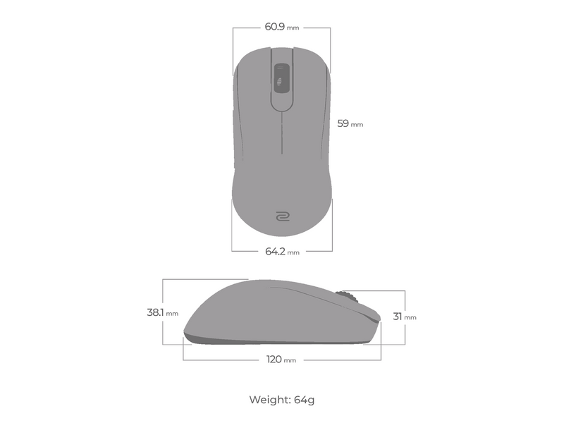 BenQ ZOWIE S2-DW (Small) Wireless Mouse for Esports - Gaming Maus (Weiß)