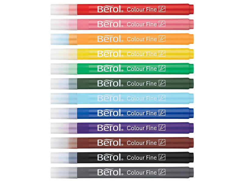 Berol Bunte, dünne Farbstifte, Strichbreite: 0,6 mm – farblich sortiert, 12er-Pack