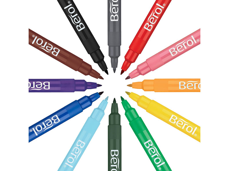 Berol Bunte, dünne Farbstifte, Strichbreite: 0,6 mm – farblich sortiert, 12er-Pack