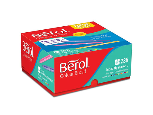 Berol Dicke, bunte Faserschreiber, Strichbreite: 1,1 mm – farblich sortiert, 288er Box