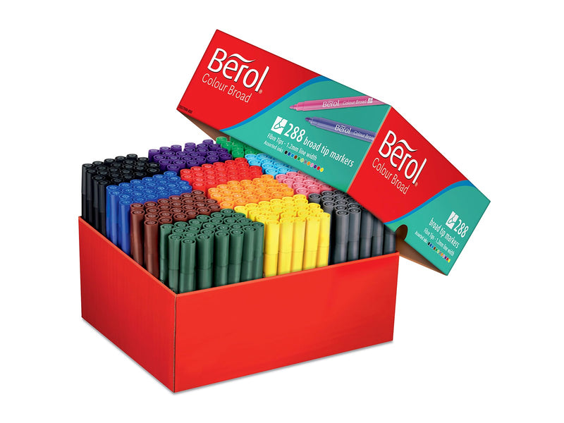 Berol Dicke, bunte Faserschreiber, Strichbreite: 1,1 mm – farblich sortiert, 288er Box