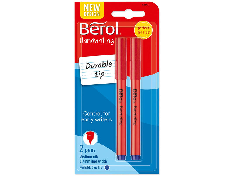 Berol Schreibstifte, 0,7mm, runde Form, bunte Schaftfarben, 2er Pack, Blau