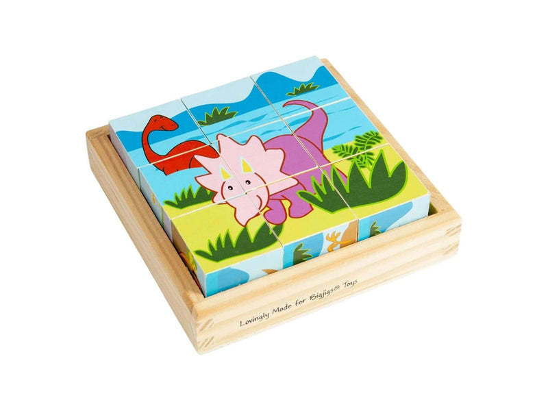 Bigjigs Wooden Block Puzzle Dinosaur - 9 pcs.