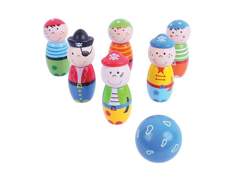 Bigjigs Wooden Bowling Set Pirates 7 pcs.