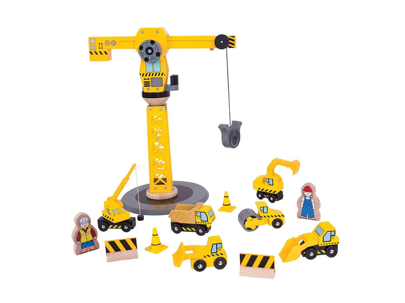 Bigjigs Wooden Crane & Construction Vehicles