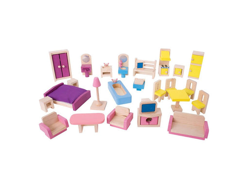 Bigjigs Wooden Dollhouse Furniture 27dlg.