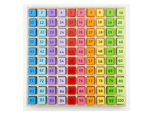 Bigjigs Wooden Number Blocks in a Square Board 100 pcs.