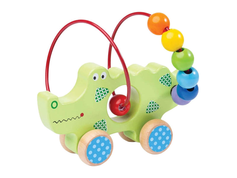 Bigjigs Wooden Push Figure Crocodile with Bead Spiral