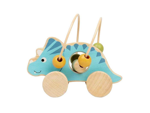 Bigjigs Wooden Push Toy Triceratops with Bead Frame