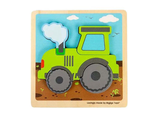 Bigjigs - Wooden Puzzle Tractor with Removable Shapes 5pcs. Holz