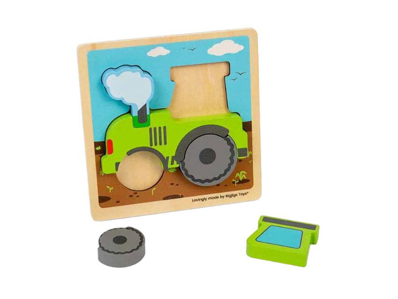 Bigjigs - Wooden Puzzle Tractor with Removable Shapes 5pcs. Holz