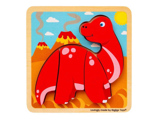 Bigjigs Wooden Shape Puzzle Diplodocus - 4 pcs.