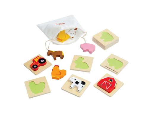 Bigjigs Wooden Shape Puzzle Farm - 10 pcs.