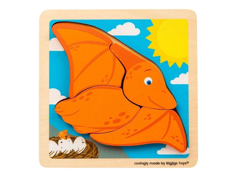 Bigjigs Wooden Shape Puzzle Pterodactyl - 4 pcs.