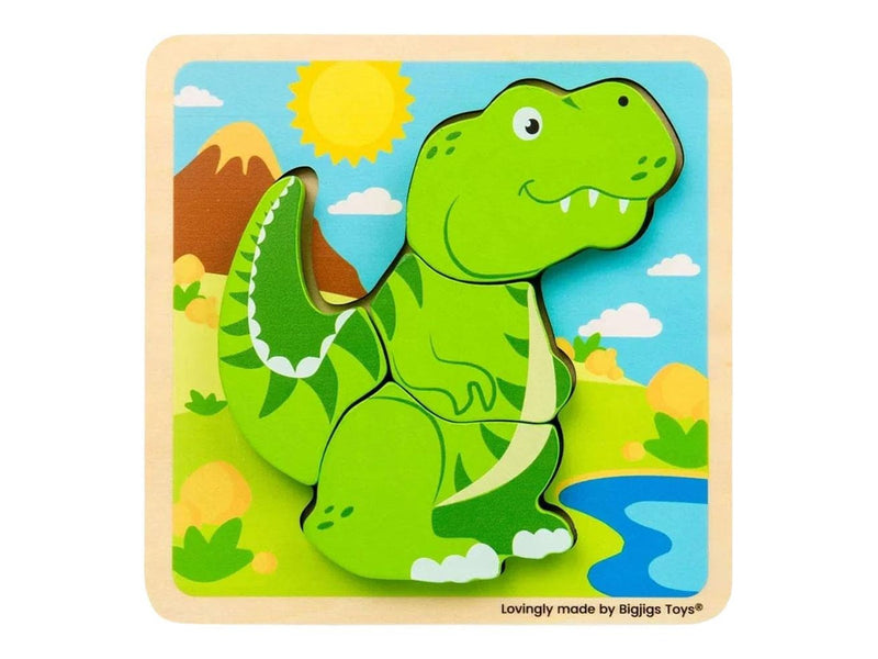 Bigjigs Wooden Shape Puzzle T-Rex - 4 pcs.