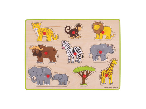 Bigjigs Wooden Stud Puzzle Safari 9 pieces. Holz