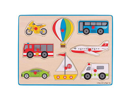 Bigjigs Wooden Stud Puzzle Vehicles 8 pieces. Holz