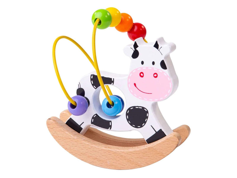 Bigjigs Wooden Swinging Cow with Bead Spiral