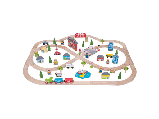 Bigjigs Wooden Train Set City and Country 101 pieces.