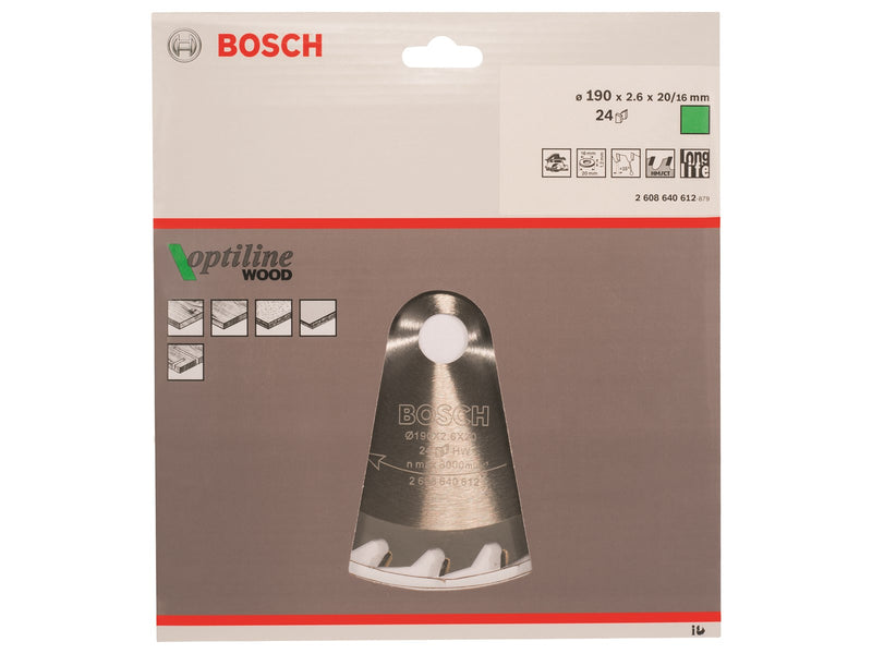 Bosch RUNDSAVKLINGE.OPTILINE 190X2.6X20MM 24T
