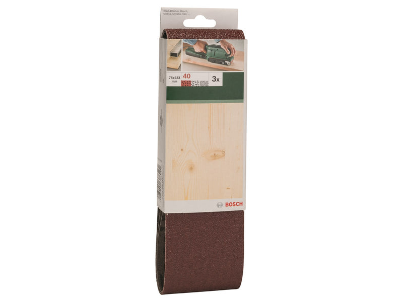 Bosch SLIBEBÅND 75X533MM K40 R:W U/HUL 3STK