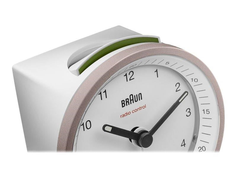 Braun BC07 - alarm clock - round - quartz - desktop - white/pink