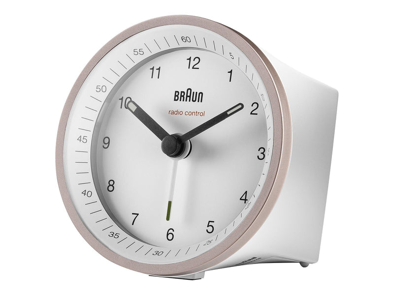 Braun BC07 - alarm clock - round - quartz - desktop - white/pink