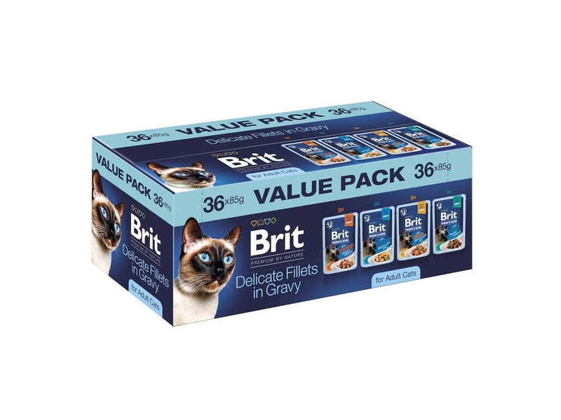 Brit Premium by Nature Delicate fillets in gravy Box - wet cat food - 36x85g