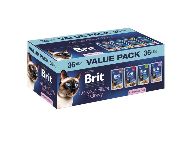 Brit Premium by Nature Delicate fillets in gravy Sterilised Box - wet cat food - 36x85g