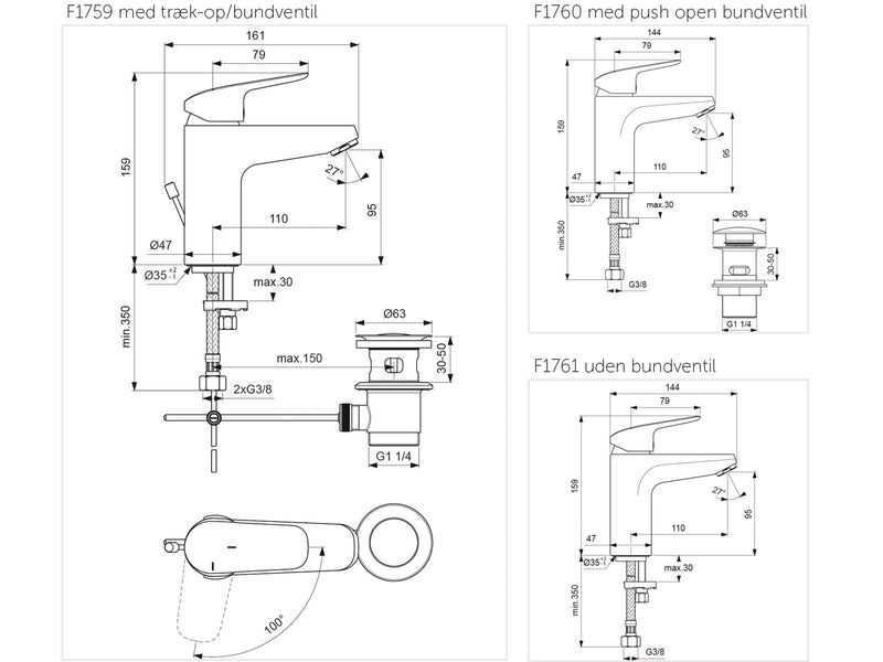 Børma Borma ceraflex bluestart basin mixer with pull up waste chro