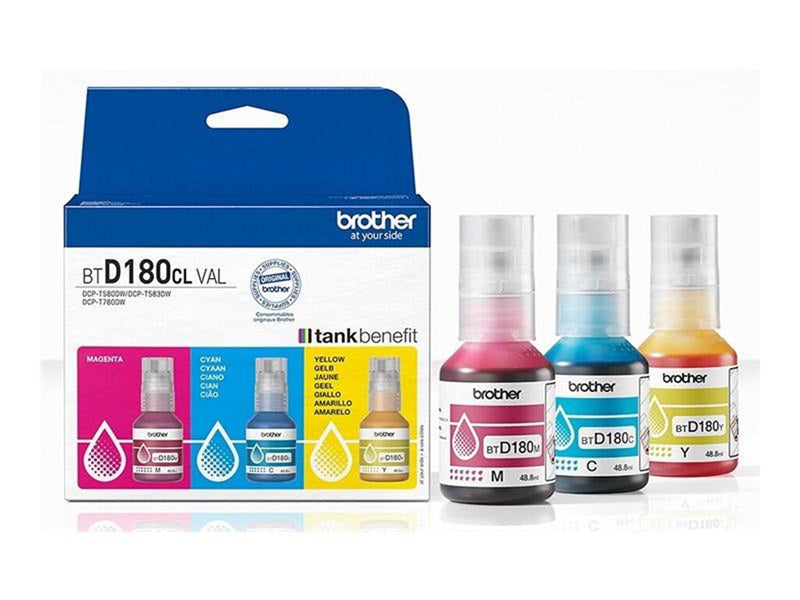 Brother BTD180CL Multipack - 3-pack - yellow cyan magenta - original - ink refill