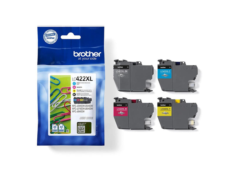 Brother LC 422XL Ink (Black Yellow Cyan Magenta) 4-Pack