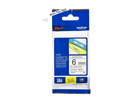 Brother TZE211 - black on white Roll (0.6 cm x 8 m)