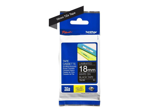 Brother TZE345 - White On Black - Roll (1.8 cm x 8 m)