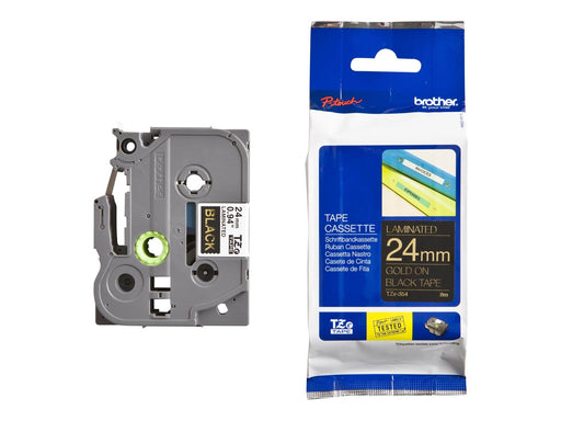 Brother TZE354 / TZE 354 Labelling Tape Cassette – Gold on Black 24mm wide