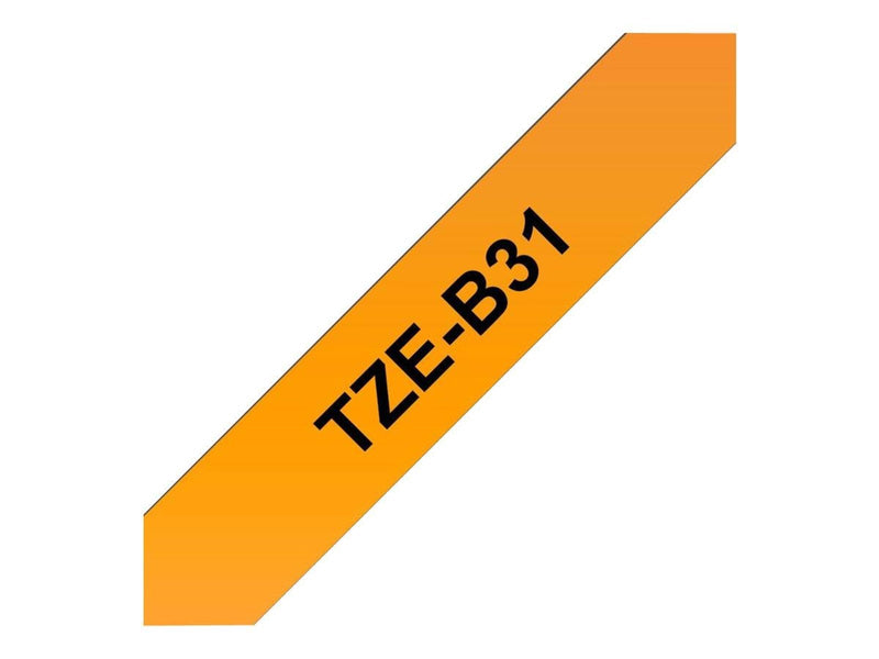 Brother TZEB31 / TZe-B31 Black on fluorescent Orange Ribbon (12mm x 5m)