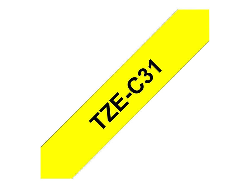 Brother TZEC31 / TZe-C31 Black on fluorescent Yellow Ribbon (12mm x 5m)