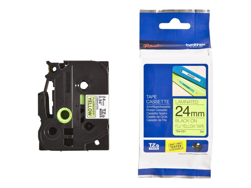 Brother TZEC51 Black on Yellow Roll (2.4cm x 5m)