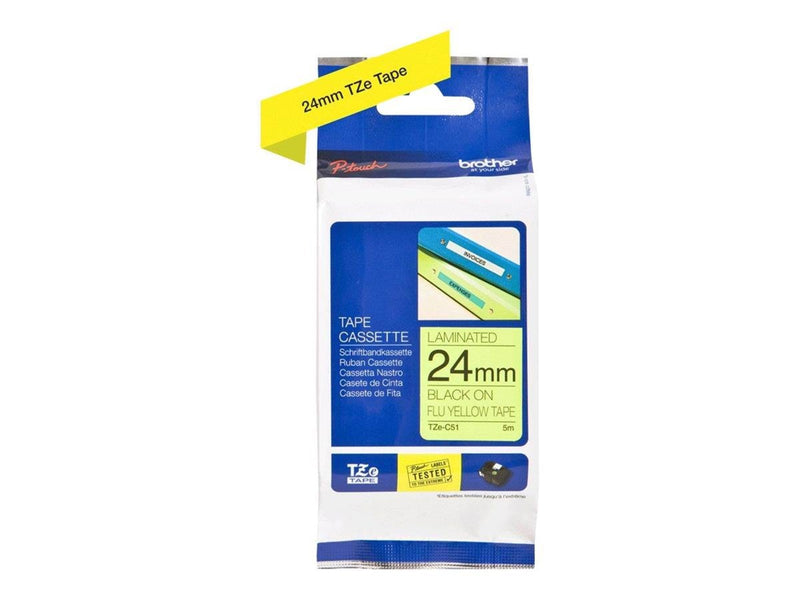 Brother TZEC51 Black on Yellow Roll (2.4cm x 5m)