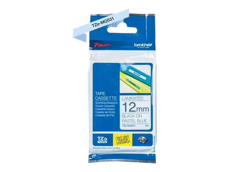 Brother TZEMQ531 / TZe-MQ531 Black on Pastel Blue Ribbon (12mm x 4m)