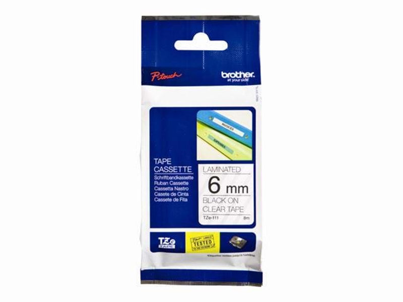 Brother TZe 111 - Black On Clear - Roll (0.6 cm x 8 m)