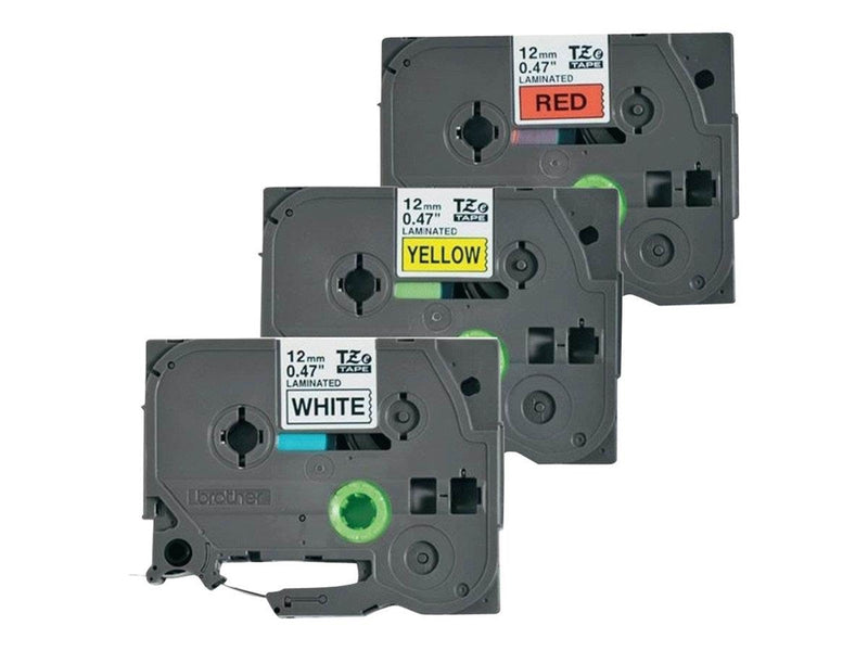 Brother TZe 31M3 - 3-Pack 1x black on red 1x black on white and 1x black on yellow laminated tape (12mm x 8m)