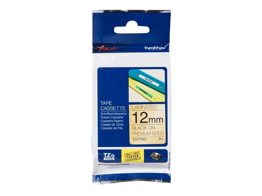 Brother TZe PR831 - Black print on premium glitter gold - Roll (1.2 cm x 8 m)