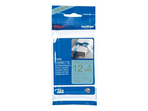 Brother TZe RL34 12mm light blue/gold ribbon tape (4m)