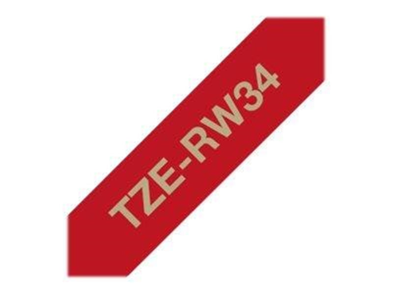 Brother TZe RW34 textile tape gold/red 12mm/4m