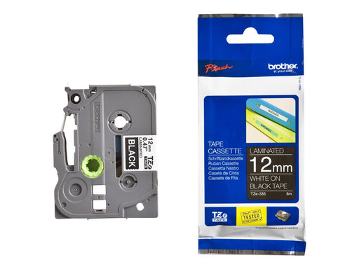 Brother TZe335 12mm (0.47") White on Black Label tape for P-Touch 8m