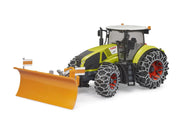 Bruder Claas Axion 950 with snow chains and plow blade